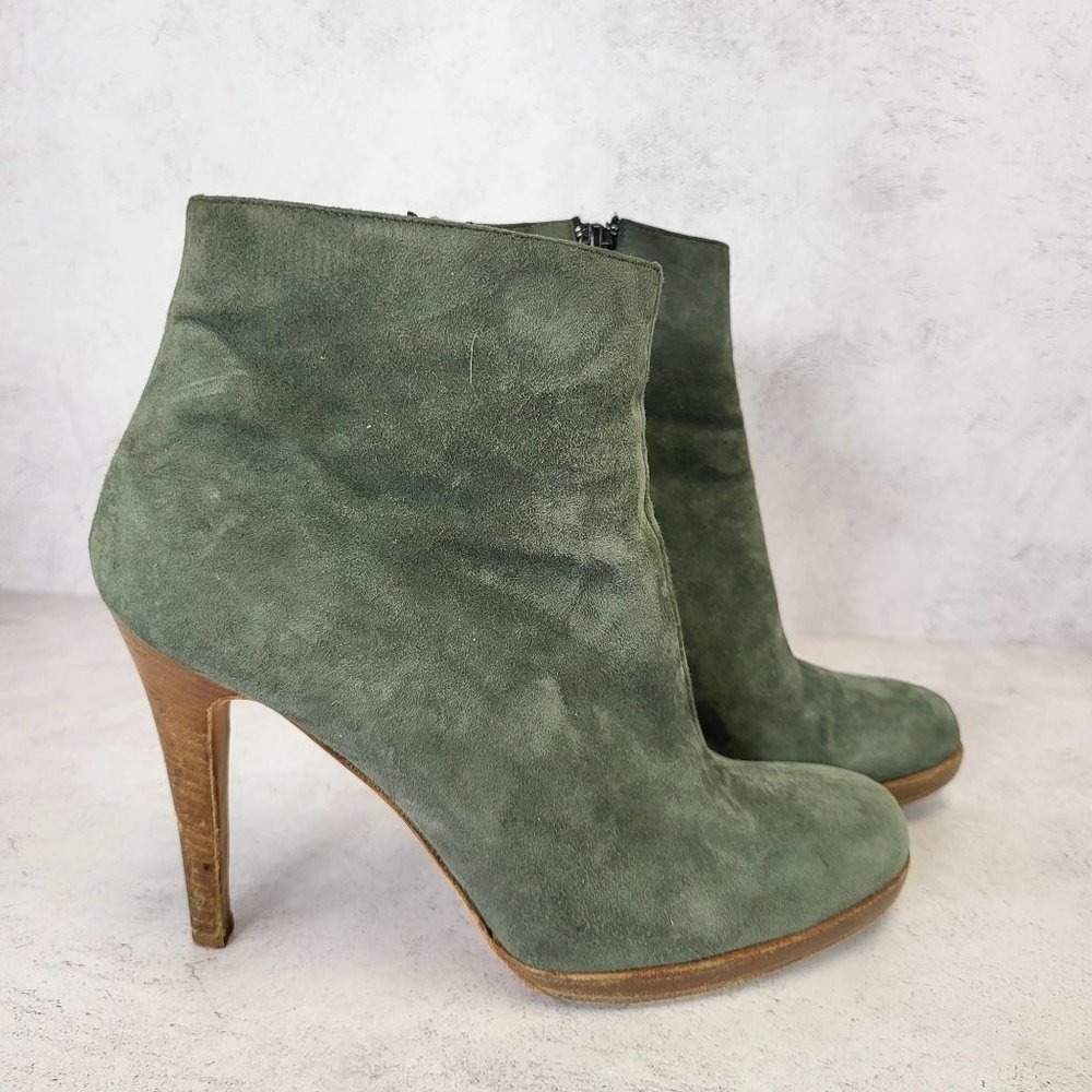 Italian Ankle Booties Womens 39 8 Green Whimsigoth Suede Stiletto LUCA LUCA